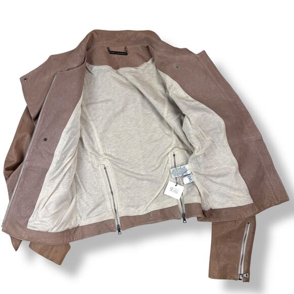 DIANE VON FURSTENBERG tan lamb leather jacket - Picture 10 of 16
